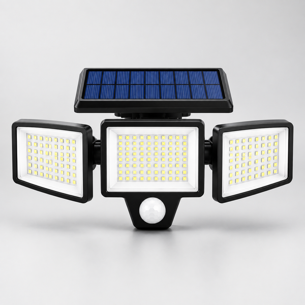 Solar Sentry Pro® 2500LM 3-Head Solar Security Light with Motion Sensor & Remote Control – 270° Wide Angle, IP65 Waterproof Outdoor Flood Light